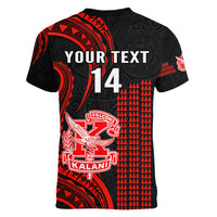 Personalised Hawaii Kalani High School Women V Neck T Shirt Polynesian Kakau Pattern LT14 - Polynesian Pride