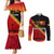 Papua New Guinea Couples Matching Mermaid Dress and Long Sleeve Button Shirts Independen Stet bilong Papua Niugini Unique Version LT14 Red - Polynesian Pride
