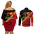 Papua New Guinea Couples Matching Off Shoulder Short Dress and Long Sleeve Button Shirts Independen Stet bilong Papua Niugini Unique Version LT14 - Polynesian Pride