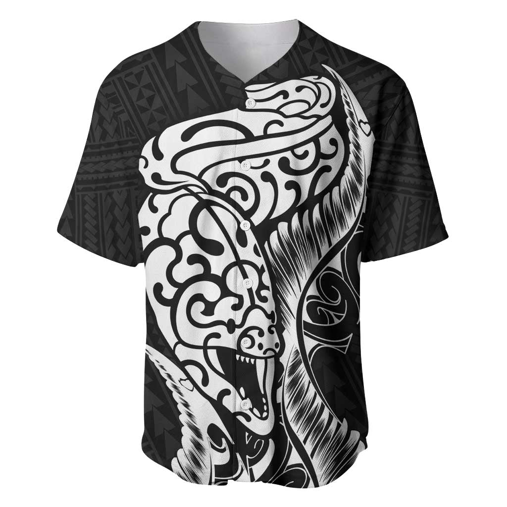 New Zealand Eel Baseball Jersey Tuna Aotearoa Maori Patten - Black LT14 Black - Polynesian Pride