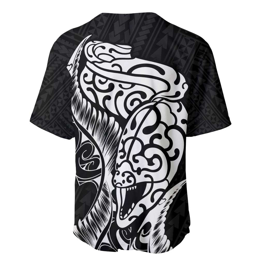 New Zealand Eel Baseball Jersey Tuna Aotearoa Maori Patten - Black LT14 - Polynesian Pride