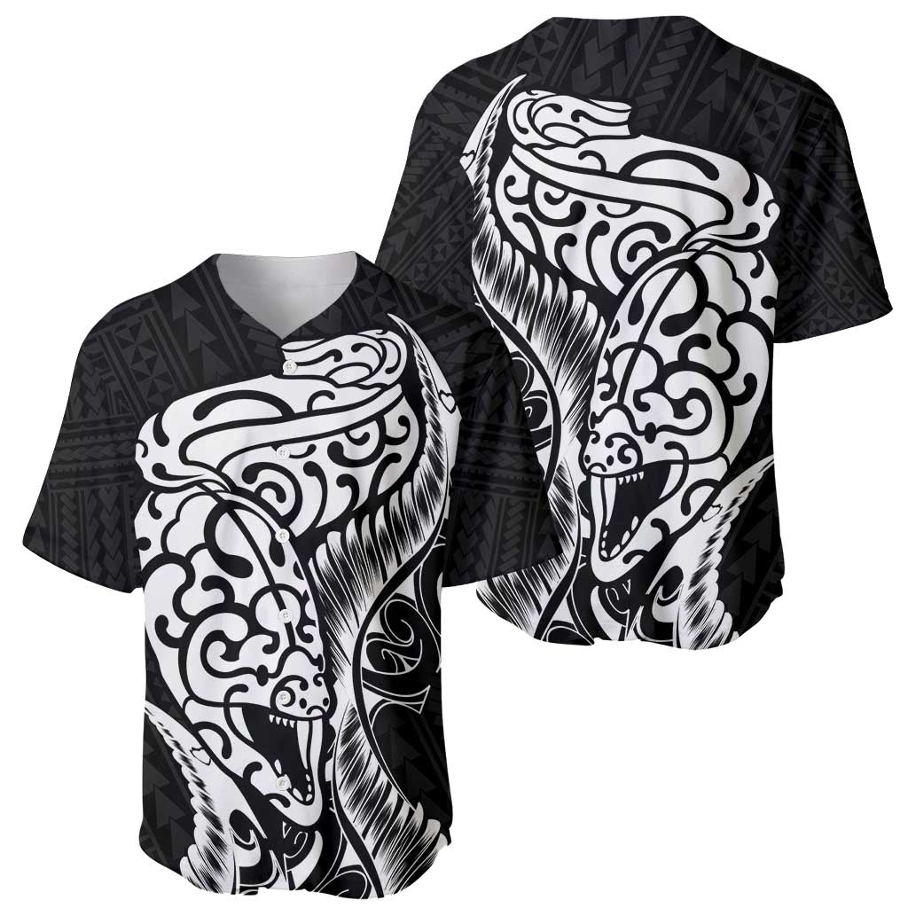 New Zealand Eel Baseball Jersey Tuna Aotearoa Maori Patten - Black LT14 - Polynesian Pride