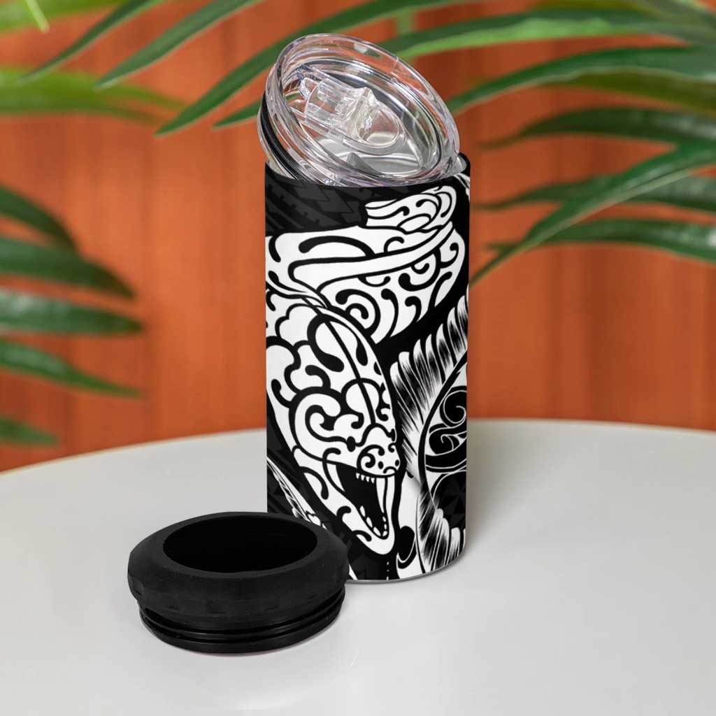 New Zealand Eel Can Cooler Tumbler Tuna Aotearoa Maori Patten - Black