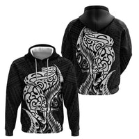 New Zealand Eel Hoodie Tuna Aotearoa Maori Patten - Black