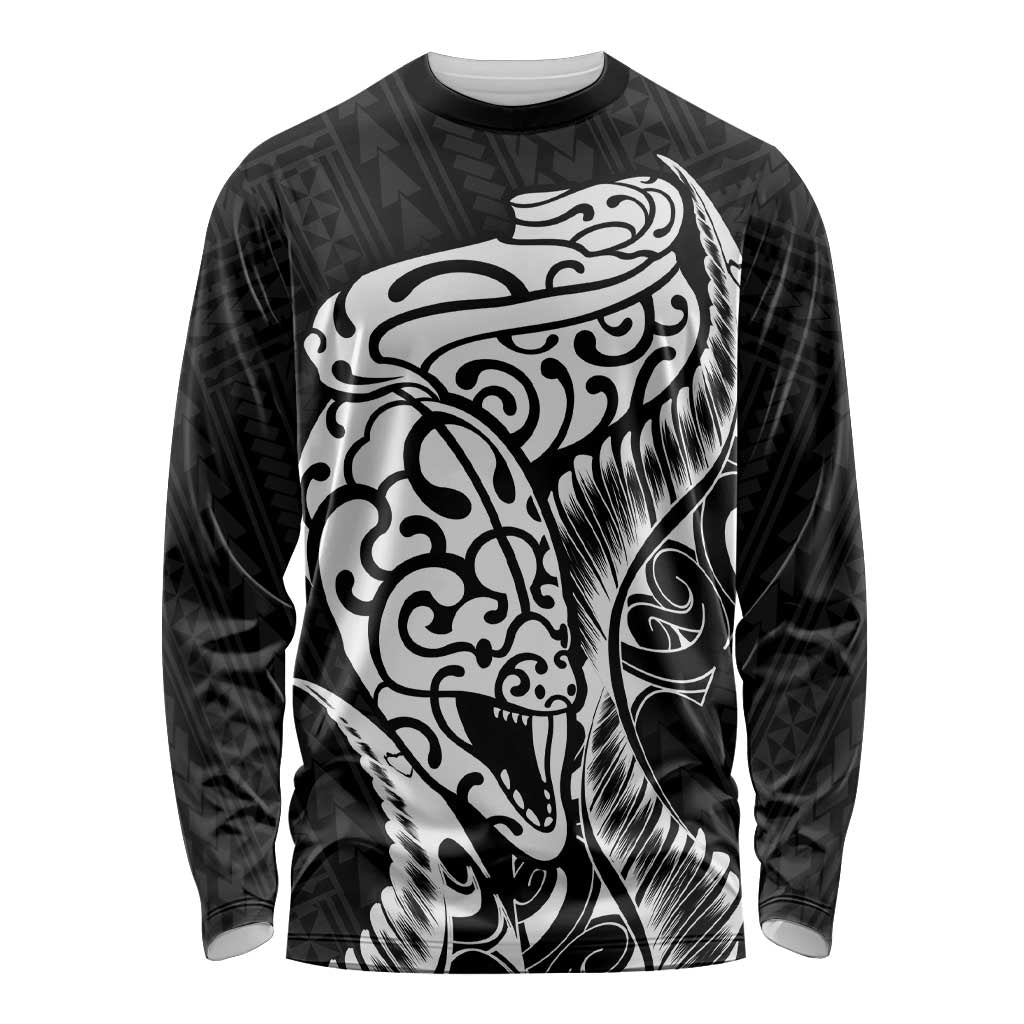 New Zealand Eel Long Sleeve Shirt Tuna Aotearoa Maori Patten - Black LT14 Unisex Black - Polynesian Pride