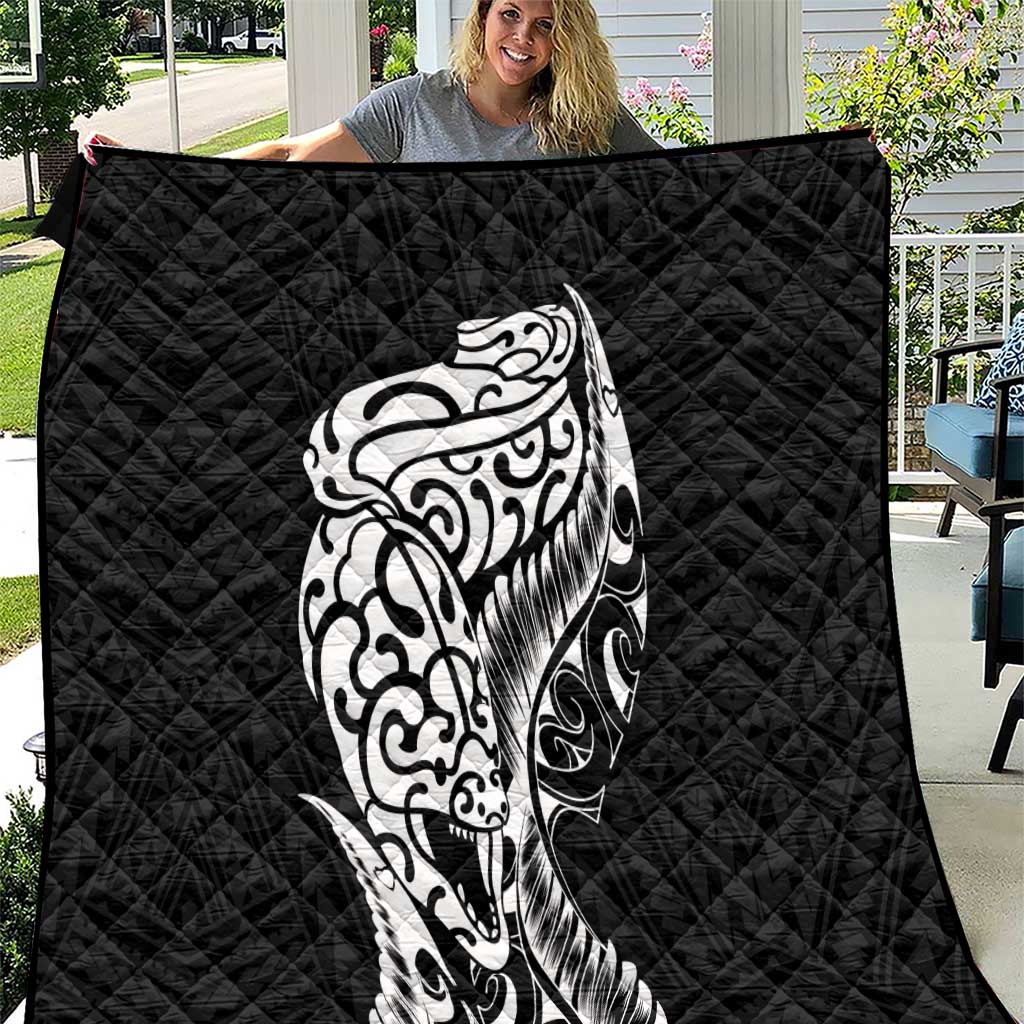 New Zealand Eel Quilt Tuna Aotearoa Maori Patten - Black LT14 Black - Polynesian Pride