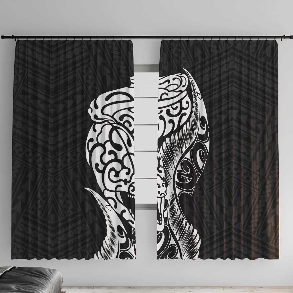 New Zealand Eel Window Curtain Tuna Aotearoa Maori Patten - Black LT14 With Hooks Black - Polynesian Pride