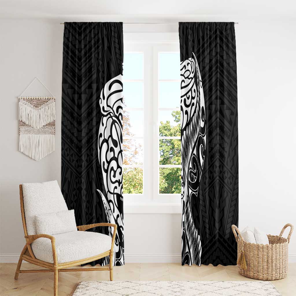 New Zealand Eel Window Curtain Tuna Aotearoa Maori Patten - Black