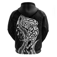 New Zealand Eel Zip Hoodie Tuna Aotearoa Maori Patten - Black LT14 - Polynesian Pride