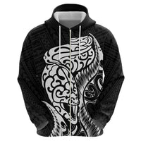 New Zealand Eel Zip Hoodie Tuna Aotearoa Maori Patten - Black LT14 - Polynesian Pride