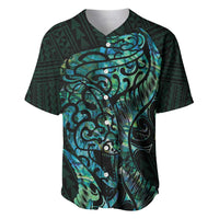 New Zealand Eel Baseball Jersey Tuna Aotearoa Maori With Paua Shell - Turquoise LT14 Turquoise - Polynesian Pride