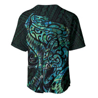 New Zealand Eel Baseball Jersey Tuna Aotearoa Maori With Paua Shell - Turquoise LT14 - Polynesian Pride