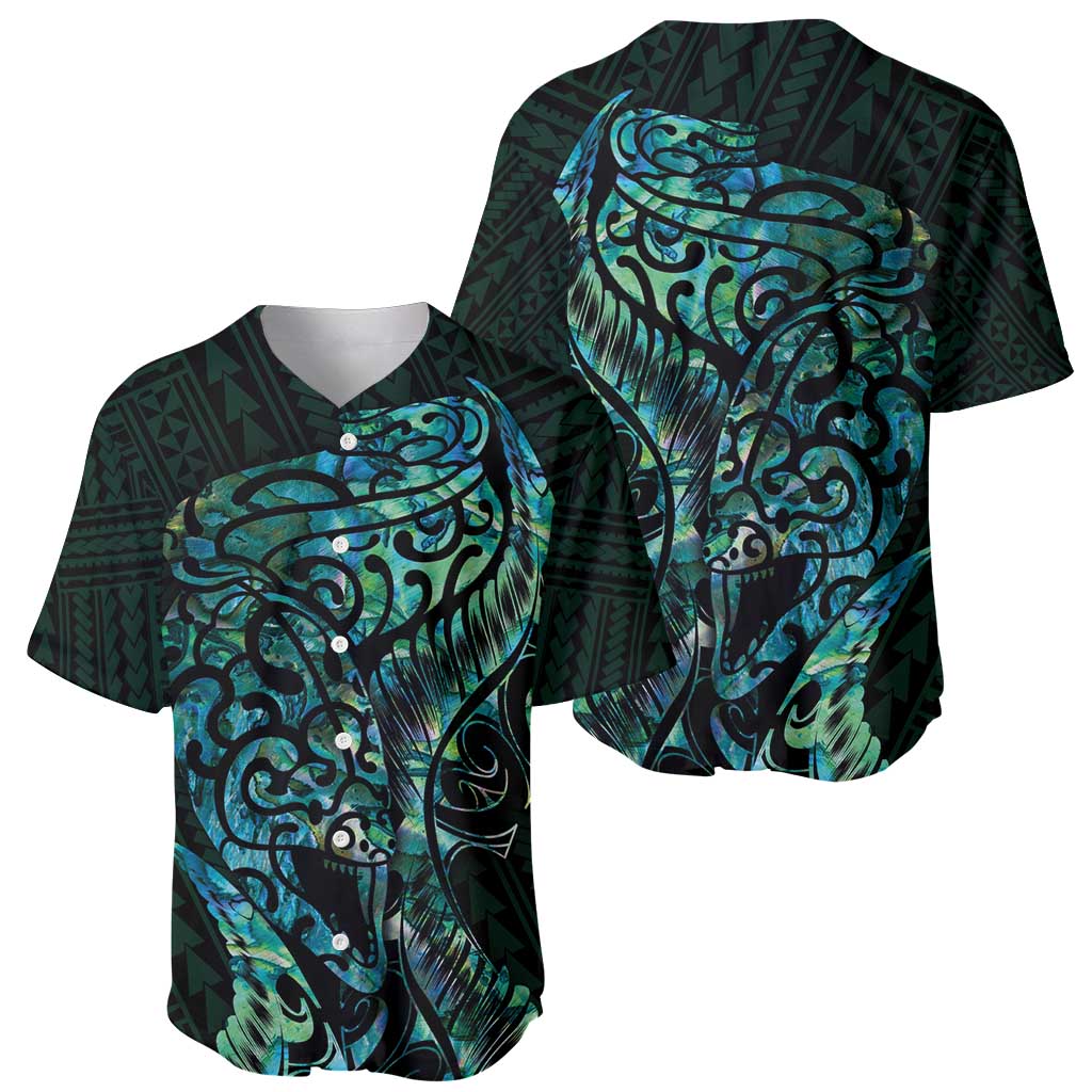 New Zealand Eel Baseball Jersey Tuna Aotearoa Maori With Paua Shell - Turquoise LT14 - Polynesian Pride