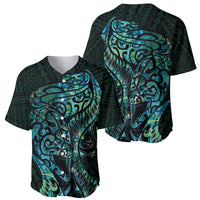 New Zealand Eel Baseball Jersey Tuna Aotearoa Maori With Paua Shell - Turquoise LT14 - Polynesian Pride