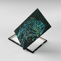 New Zealand Eel Canvas Wall Art Tuna Aotearoa Maori With Paua Shell - Turquoise