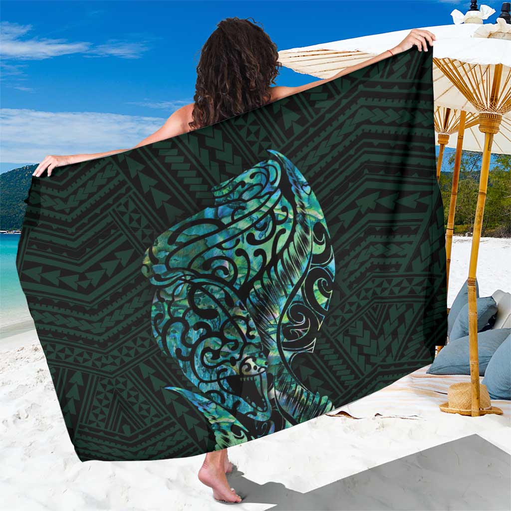 New Zealand Eel Sarong Tuna Aotearoa Maori With Paua Shell - Turquoise LT14 One Size 44 x 66 inches Turquoise - Polynesian Pride