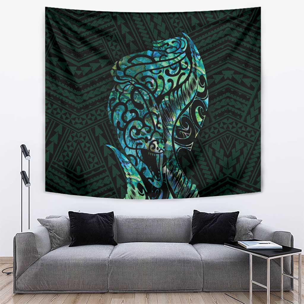 New Zealand Eel Tapestry Tuna Aotearoa Maori With Paua Shell - Turquoise LT14 Turquoise - Polynesian Pride