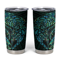 New Zealand Eel Tumbler Cup Tuna Aotearoa Maori With Paua Shell - Turquoise