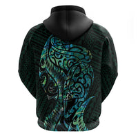 New Zealand Eel Zip Hoodie Tuna Aotearoa Maori With Paua Shell - Turquoise LT14 - Polynesian Pride