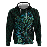 New Zealand Eel Zip Hoodie Tuna Aotearoa Maori With Paua Shell - Turquoise LT14 Pullover Hoodie Turquoise - Polynesian Pride