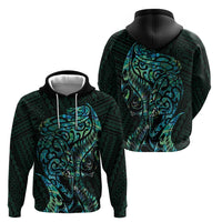New Zealand Eel Zip Hoodie Tuna Aotearoa Maori With Paua Shell - Turquoise LT14 - Polynesian Pride