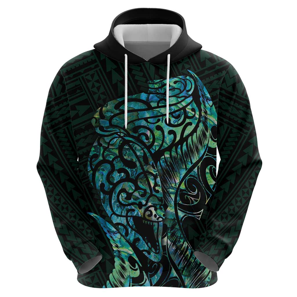 New Zealand Eel Zip Hoodie Tuna Aotearoa Maori With Paua Shell - Turquoise LT14 - Polynesian Pride