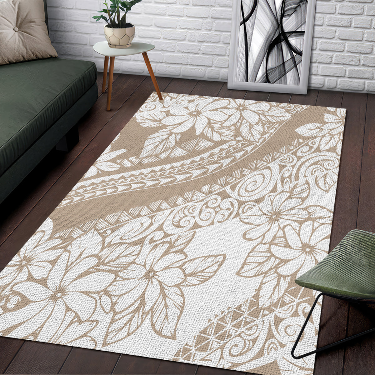 Polynesia Area Rug Polynesian Tropical Flowers Beige Pastel Vibes LT14 Begie - Polynesian Pride
