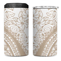 Polynesia 4 in 1 Can Cooler Tumbler Polynesian Tropical Flowers Begie Pastel Vibes