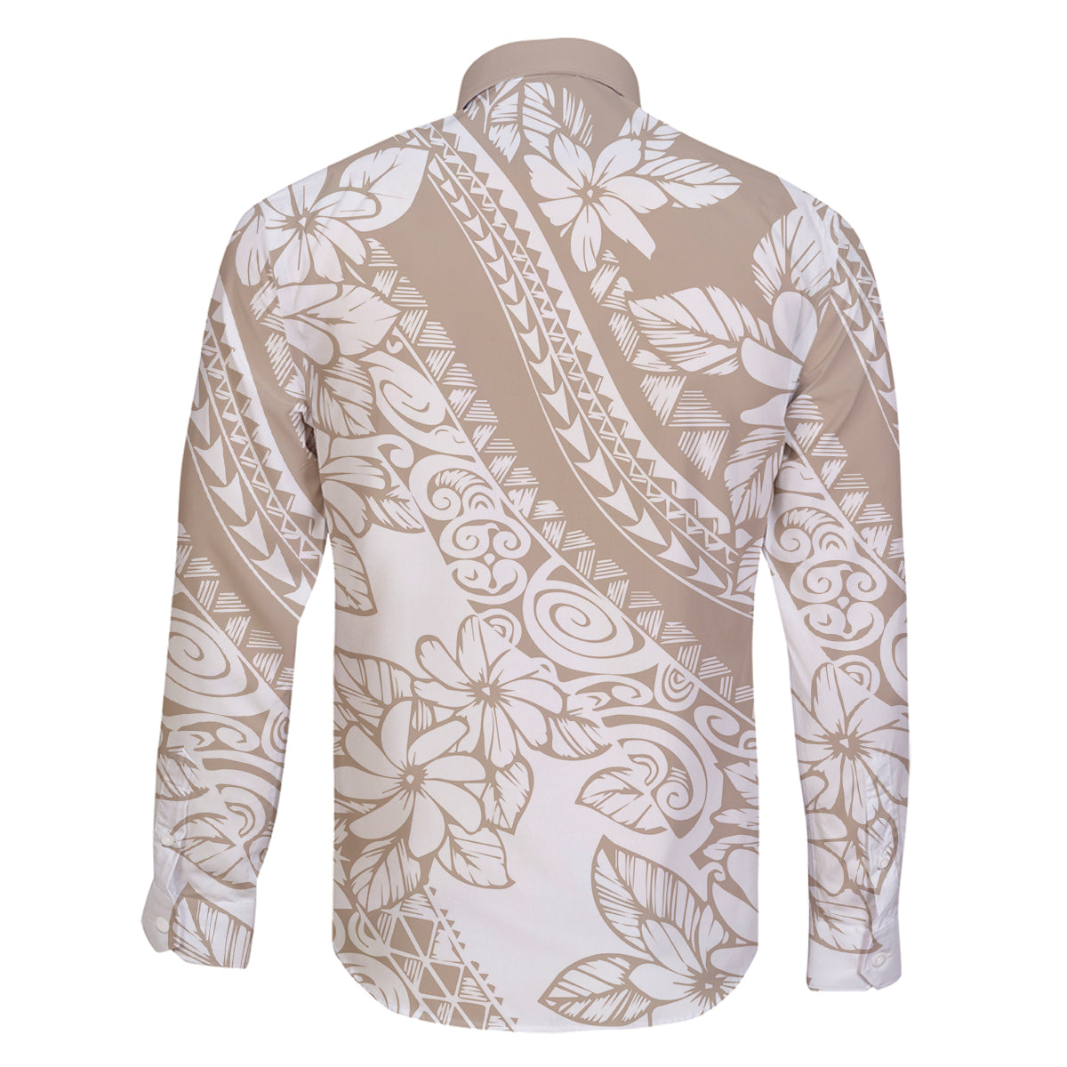 Polynesia Family Matching Long Sleeve Bodycon Dress and Hawaiian Shirt Polynesian Tropical Flowers Beige Pastel Vibes LT14 - Polynesian Pride