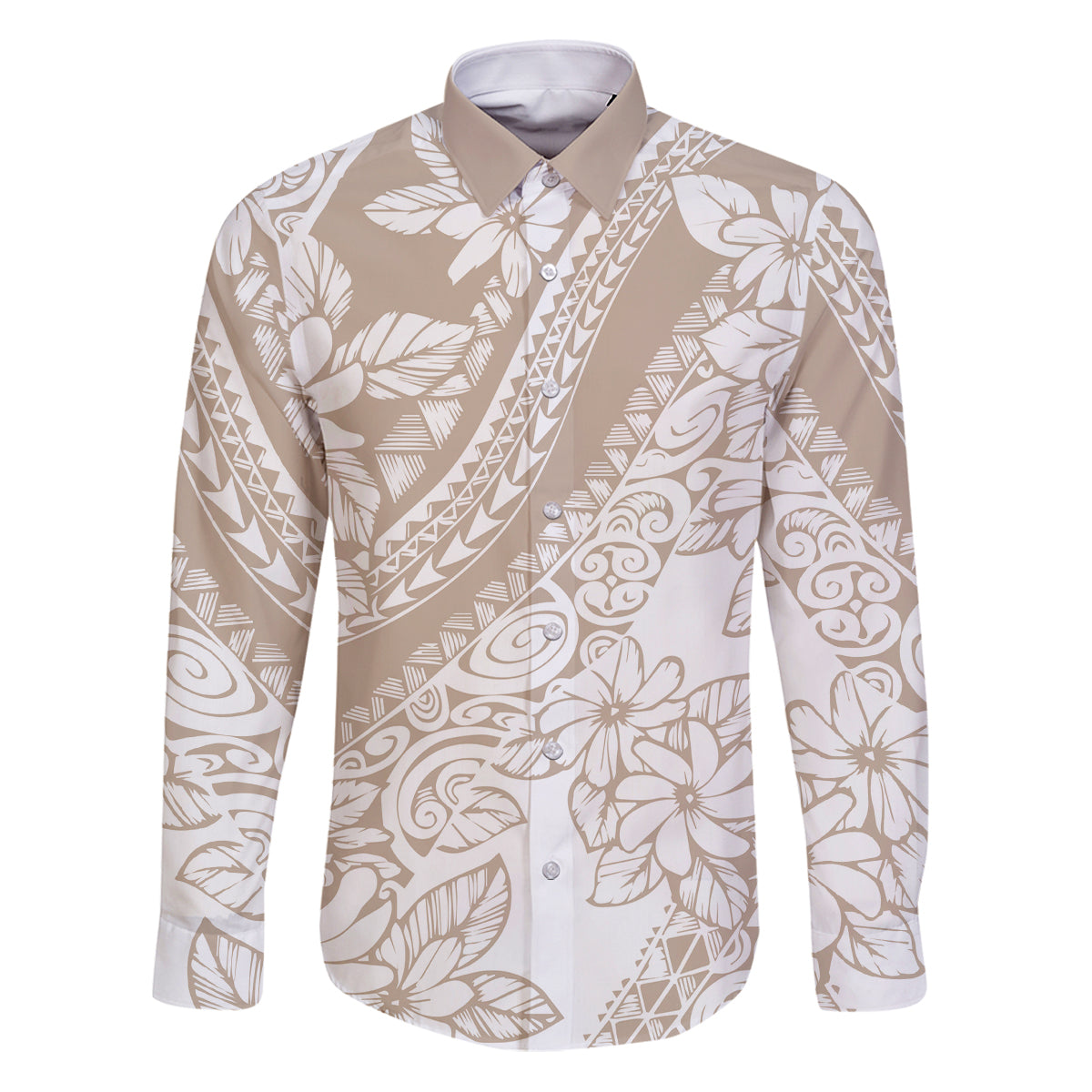 Polynesia Family Matching Puletasi Dress and Hawaiian Shirt Polynesian Tropical Flowers Beige Pastel Vibes LT14 - Polynesian Pride