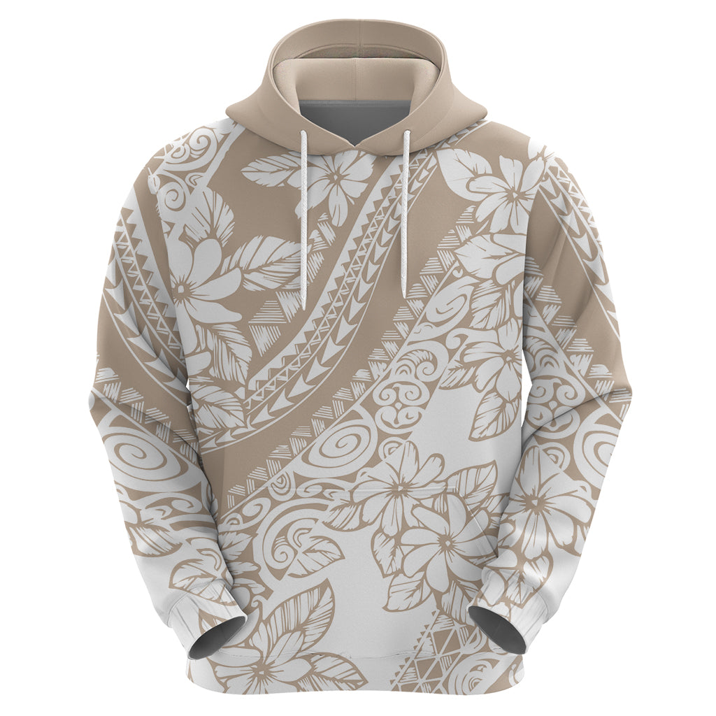 Polynesia Hoodie Polynesian Tropical Flowers Beige Pastel Vibes LT14 - Polynesian Pride