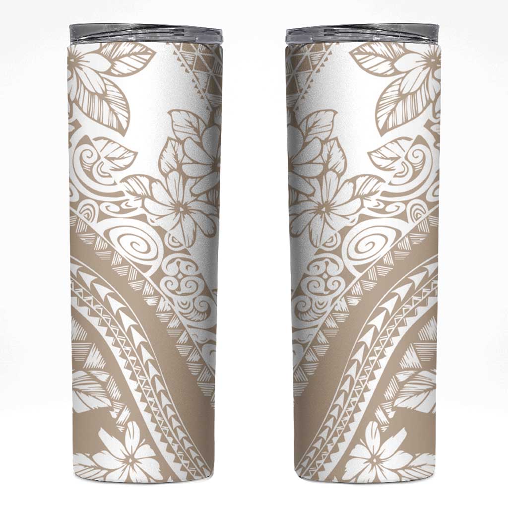 Polynesia Skinny Tumbler Polynesian Tropical Flowers Begie Pastel Vibes