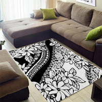 Polynesia Area Rug Polynesian Tropical Flowers Black Pastel Vibes LT14 - Polynesian Pride