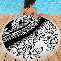 Polynesia Beach Blanket Polynesian Tropical Flowers Black Pastel Vibes LT14 - Wonder Print Shop