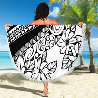 Polynesia Beach Blanket Polynesian Tropical Flowers Black Pastel Vibes LT14 - Wonder Print Shop