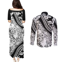 polynesia-couples-matching-puletasi-dress-and-long-sleeve-button-shirts-polynesian-tropical-flowers-black-pastel-vibes