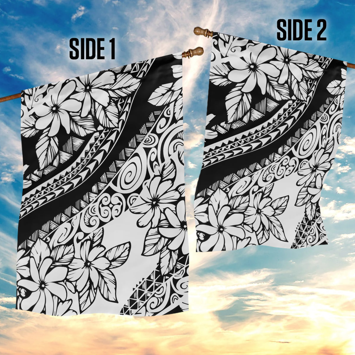 Polynesia Garden Flag Polynesian Tropical Flowers Black Pastel Vibes LT14 - Polynesian Pride