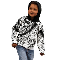 Polynesia Kid Hoodie Polynesian Tropical Flowers Black Pastel Vibes LT14 - Polynesian Pride