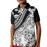 Polynesia Kid Polo Shirt Polynesian Tropical Flowers Black Pastel Vibes LT14 Kid Black - Polynesian Pride