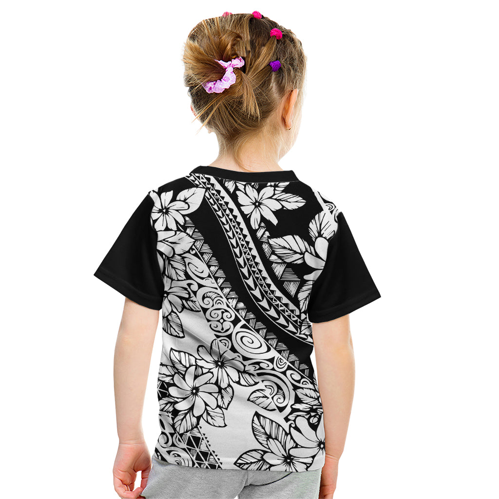 Polynesia Kid T Shirt Polynesian Tropical Flowers Black Pastel Vibes LT14 - Polynesian Pride