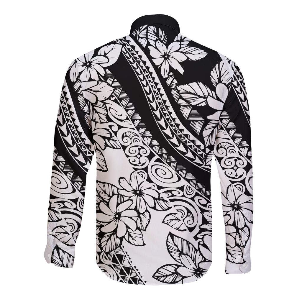 polynesia-long-sleeve-button-shirt-polynesian-tropical-flowers-black-pastel-vibes