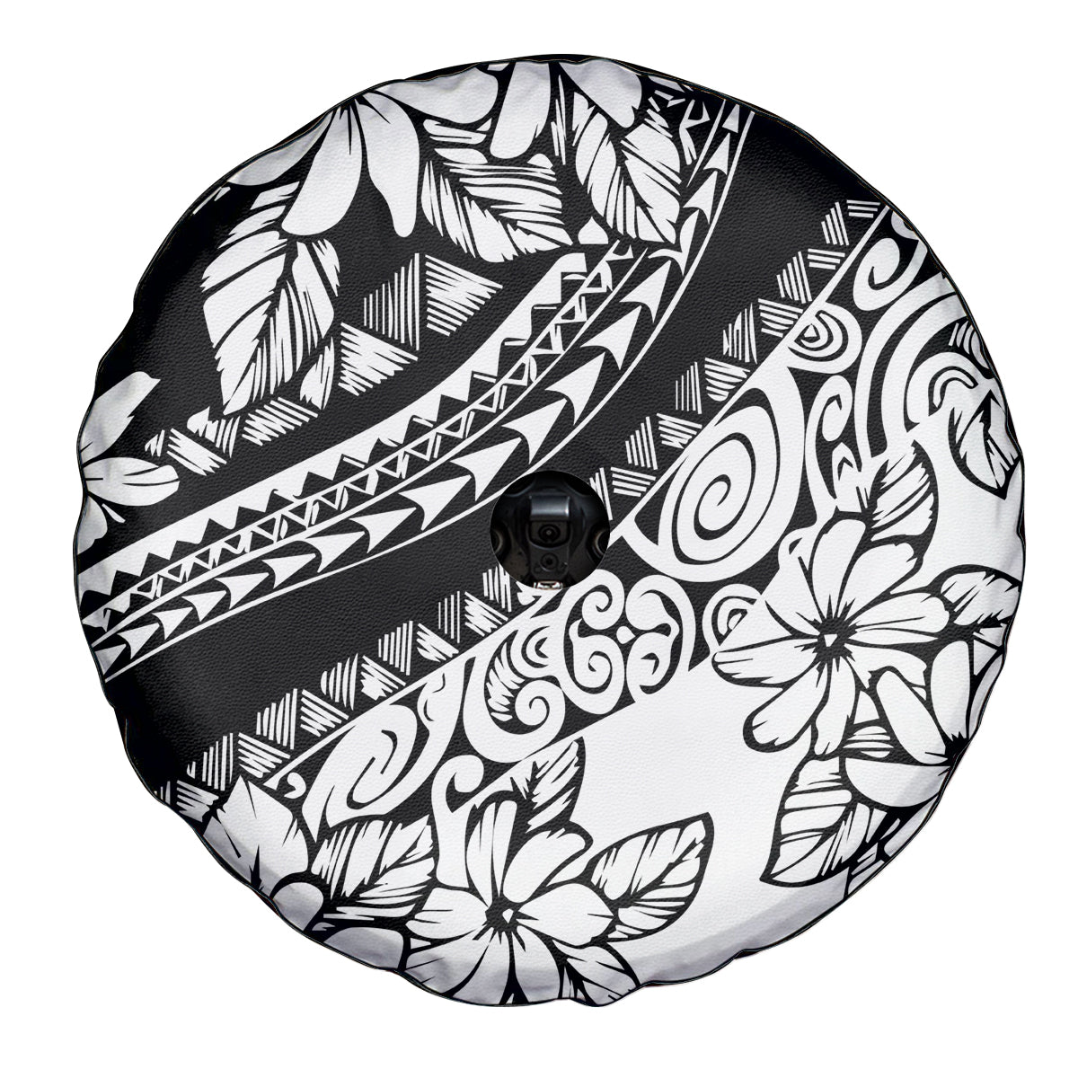 Polynesia Spare Tire Cover Polynesian Tropical Flowers Black Pastel Vibes LT14 - Polynesian Pride