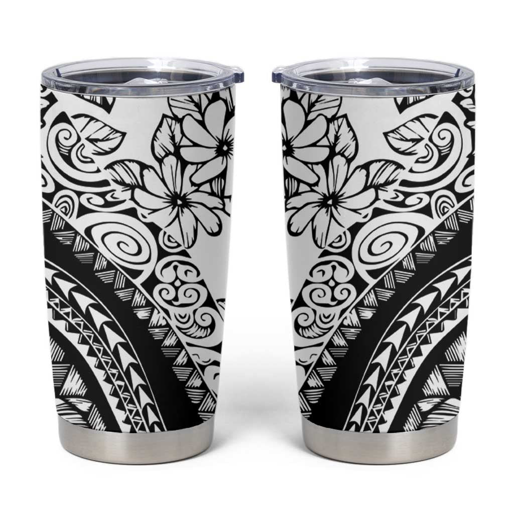 Polynesia Tumbler Cup Polynesian Tropical Flowers Black Pastel Vibes