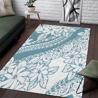 Polynesia Area Rug Polynesian Tropical Flowers Blue Pastel Vibes LT14 Blue - Polynesian Pride