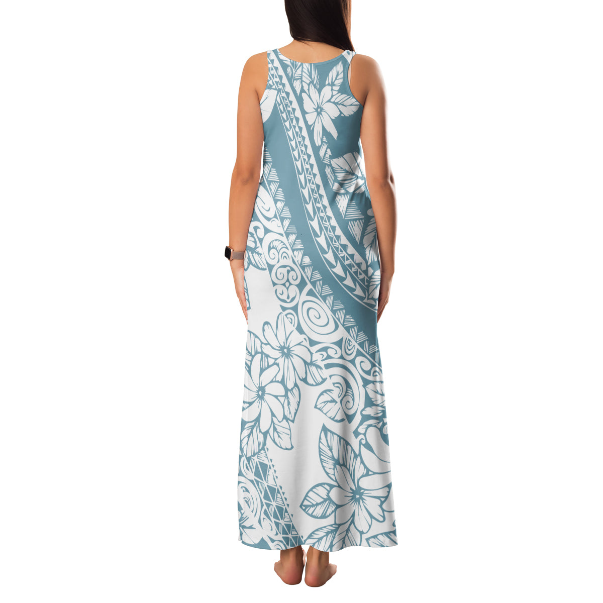 polynesia-family-matching-tank-maxi-dress-and-hawaiian-shirt-polynesian-tropical-flowers-blue-pastel-vibes