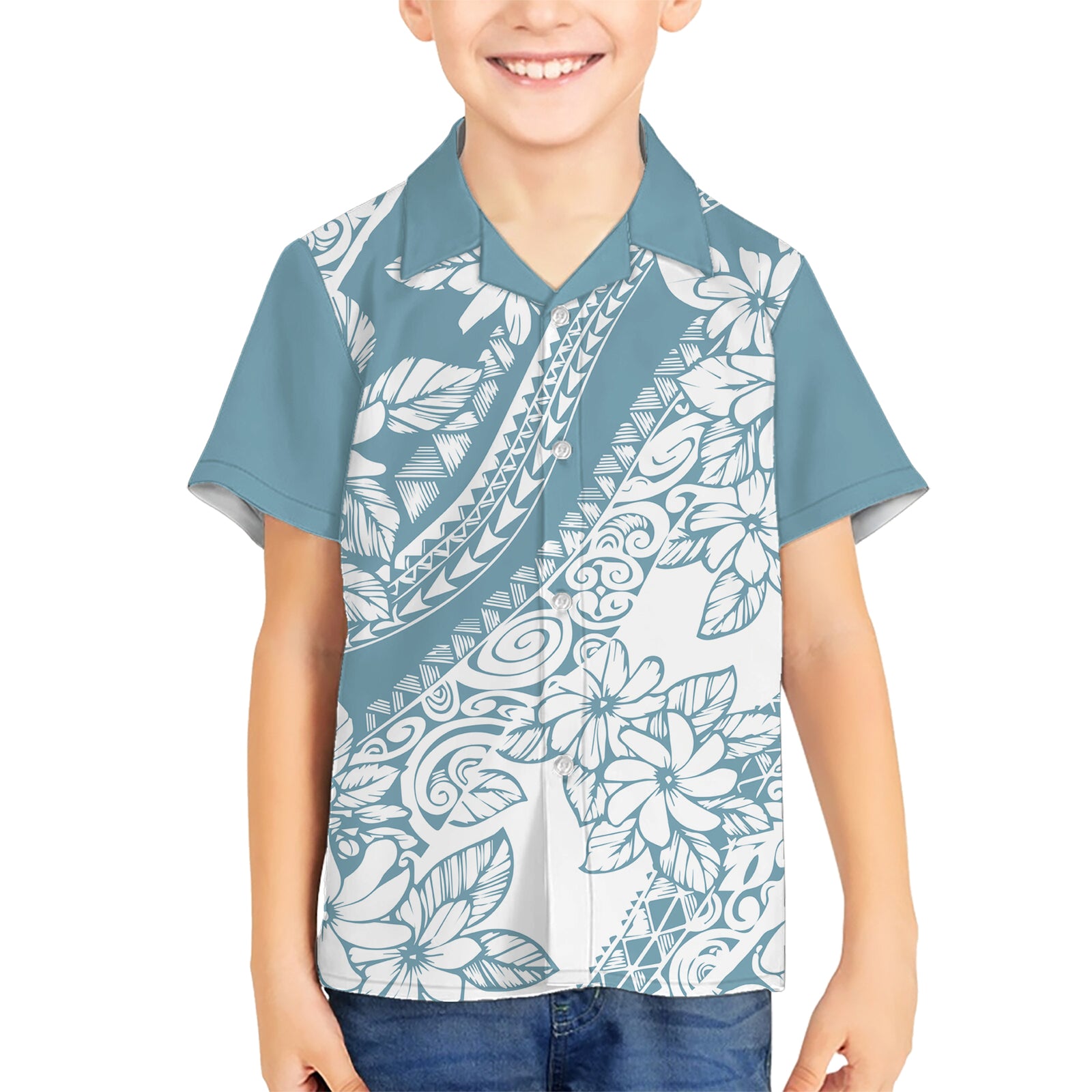 Polynesia Kid Hawaiian Shirt Polynesian Tropical Flowers Blue Pastel Vibes LT14 Kid Blue - Polynesian Pride