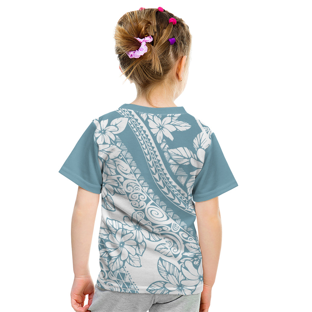 Polynesia Kid T Shirt Polynesian Tropical Flowers Blue Pastel Vibes LT14 - Polynesian Pride