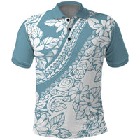 Polynesia Polo Shirt Polynesian Tropical Flowers Blue Pastel Vibes LT14 Blue - Polynesian Pride
