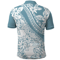 Polynesia Polo Shirt Polynesian Tropical Flowers Blue Pastel Vibes LT14 - Polynesian Pride
