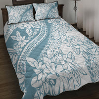Polynesia Quilt Bed Set Polynesian Tropical Flowers Blue Pastel Vibes LT14 - Polynesian Pride